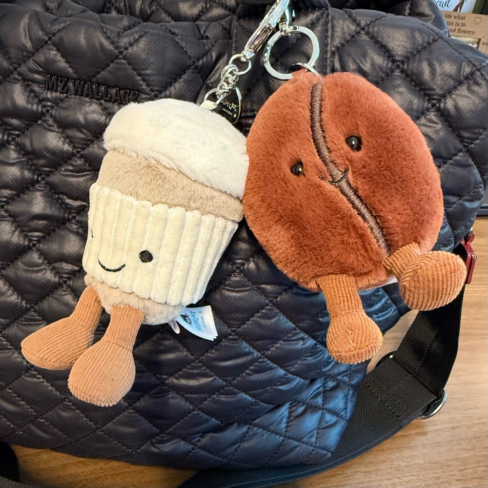 Jellycat Keychain PAIR - Coffee To Go and Coffee Bean VEUC & totally adorable 🥰